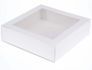 Cookie Biscuit Box with Slide Cover & Clear Window - MEDIUM (18x18x5cm)