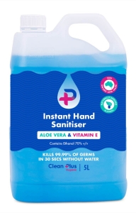 Clean Plus Instant Hand Sanitiser 70% Alcohol 5Litre