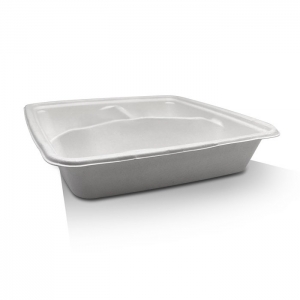 Square Takeaway Tray 9" - 3 Compartment
